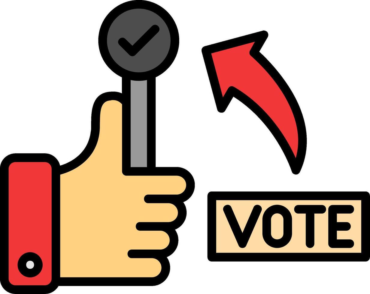Yes Vote Line Filled Icon vector