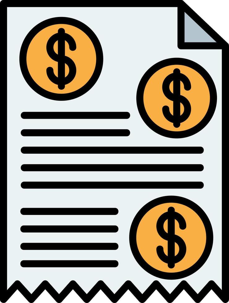 Invoice Line Filled Icon vector