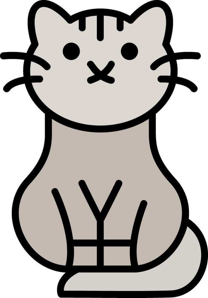Cat Line Filled Icon vector