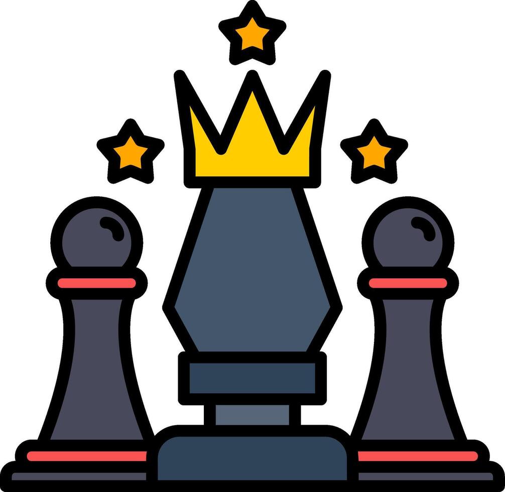 Chess Pieces Line Filled Icon vector