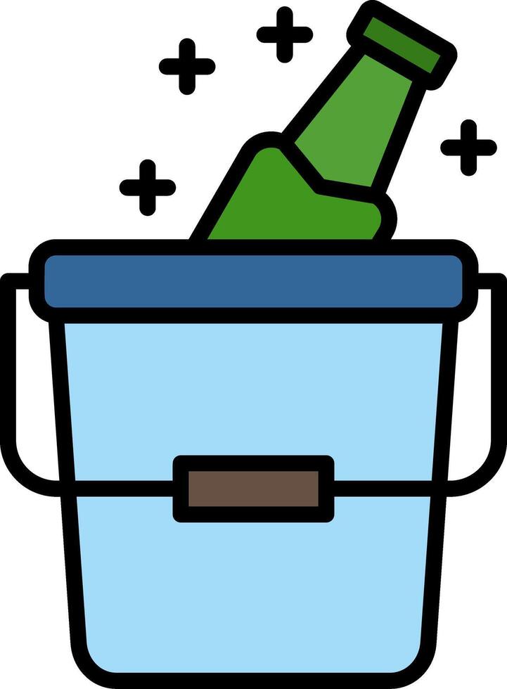 Ice Bucket Line Filled Icon vector