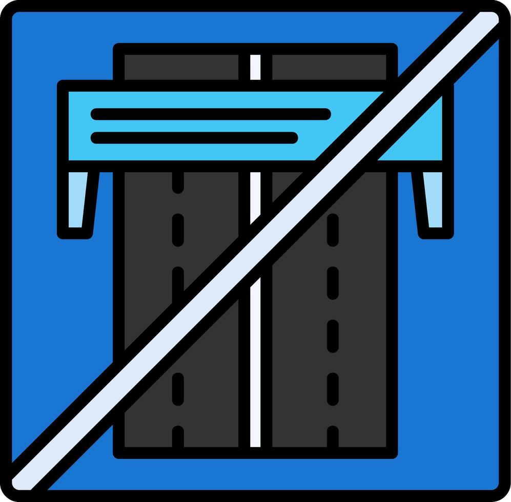 Motorway End Line Filled Icon vector