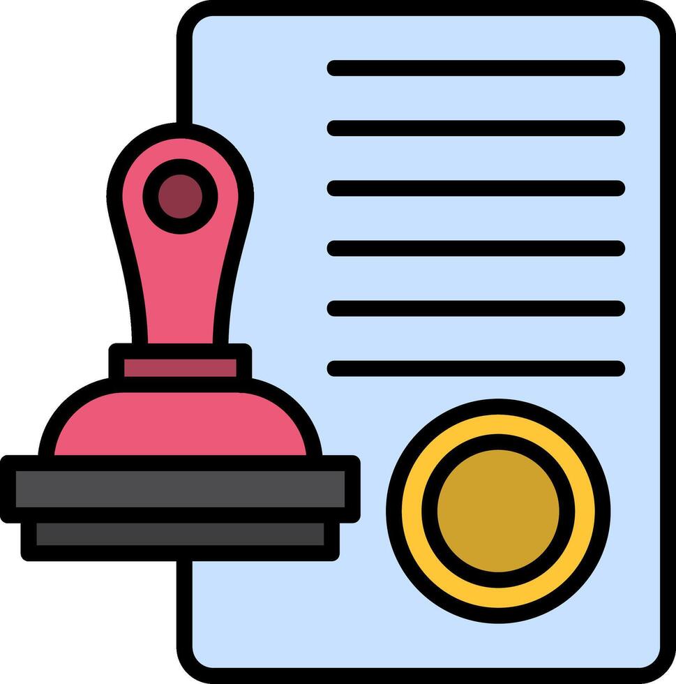 Rubber Stamp Line Filled Icon vector