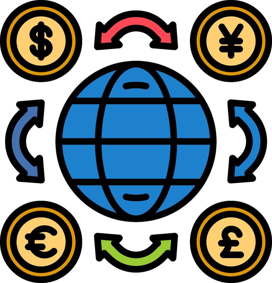 World Line Filled Icon vector