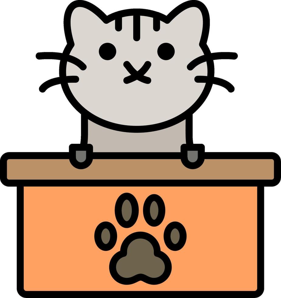 Cat Box Line Filled Icon vector