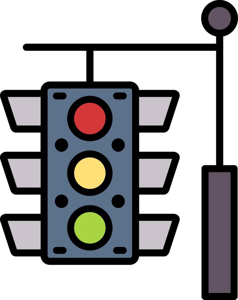 Traffic Light Line Filled Icon vector