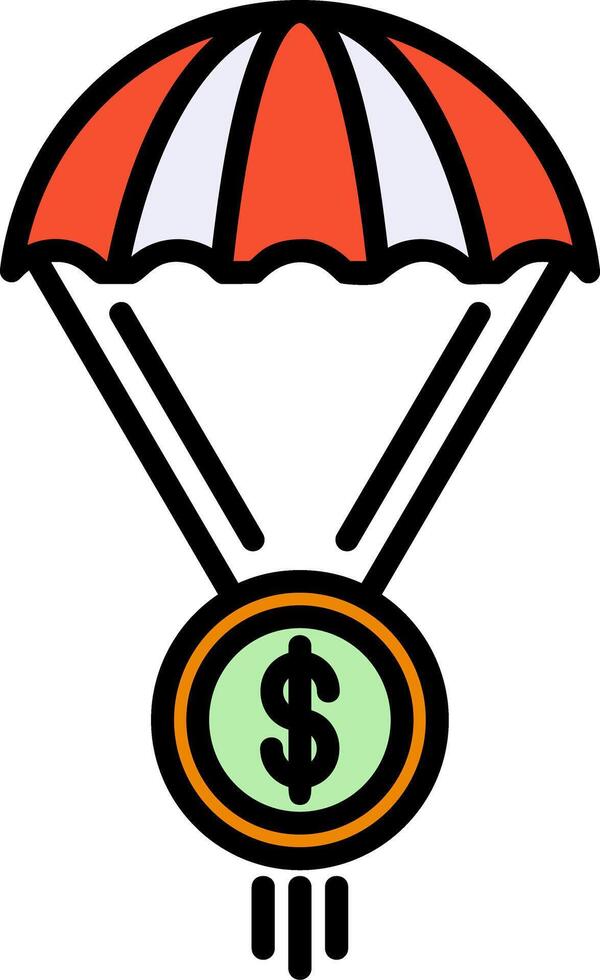 Parachute Line Filled Icon vector