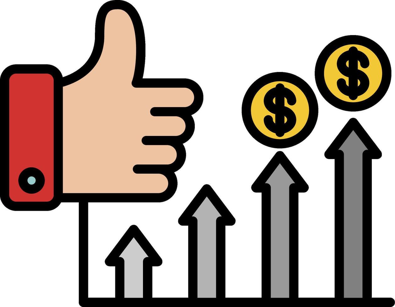 Thumb Up Line Filled Icon vector