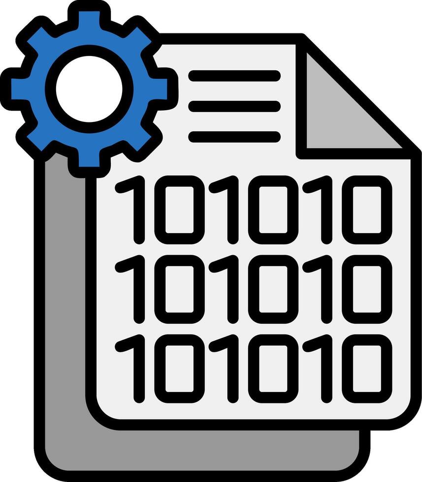 Binary Code Line Filled Icon vector