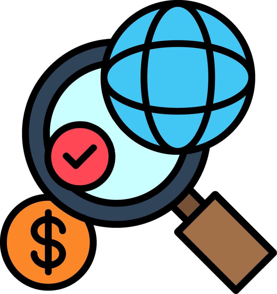 Global Search Line Filled Icon vector