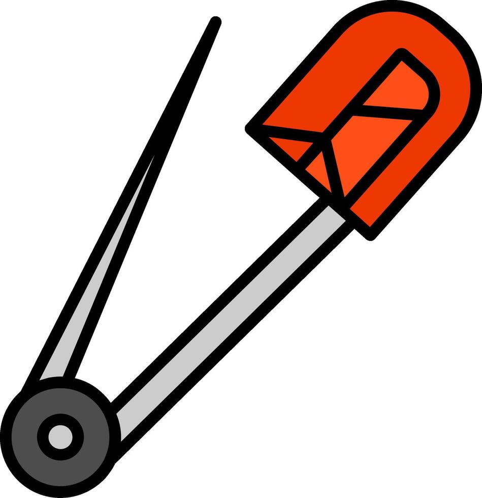 Safety Pin Line Filled Icon vector