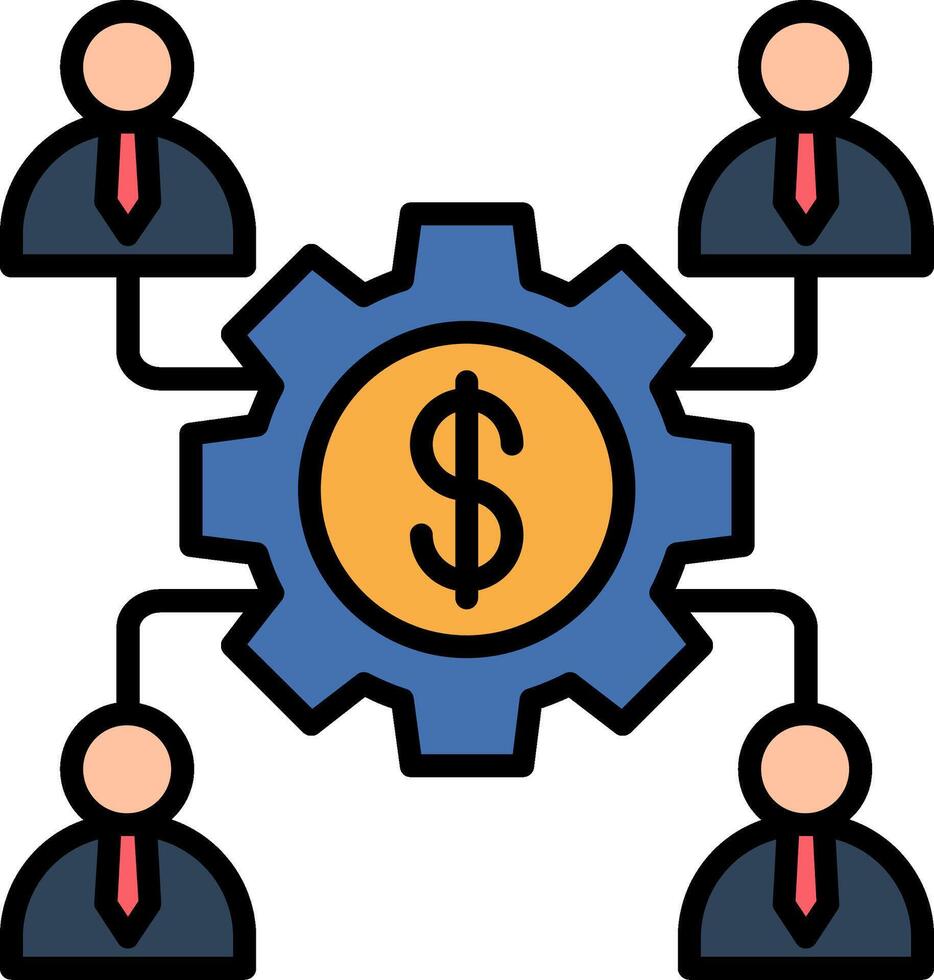 Teamwork Line Filled Icon vector