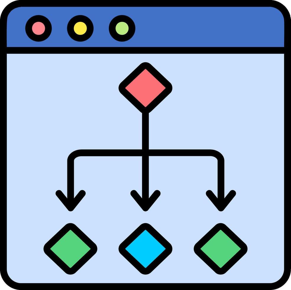 Flow Diagram Line Filled Icon vector