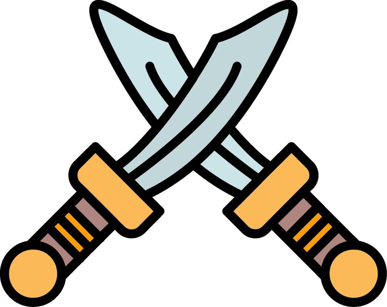 Sword Line Filled Icon vector