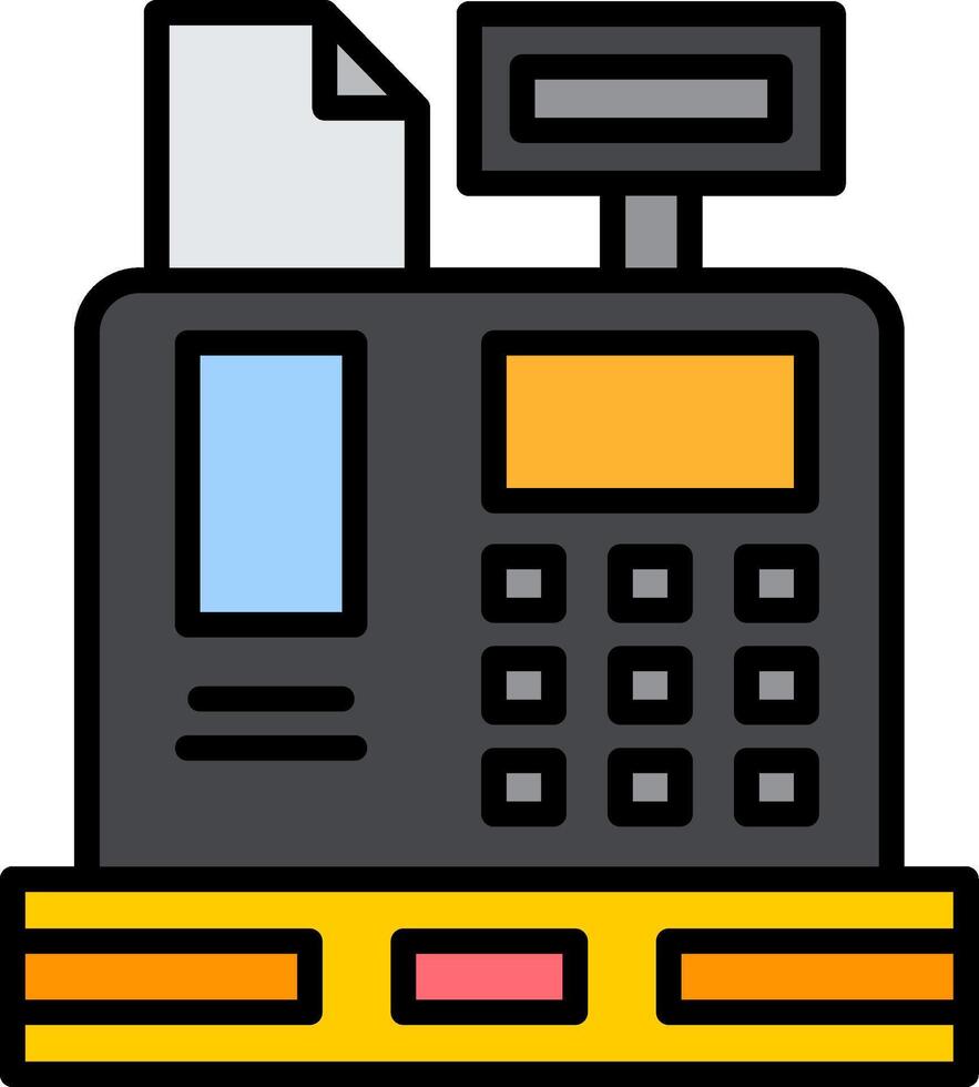Cashier Machine Line Filled Icon vector