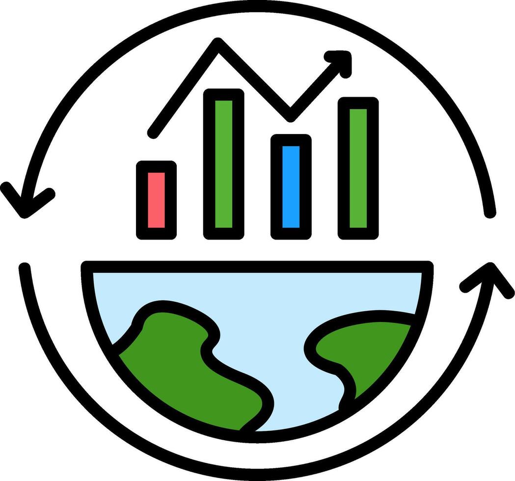 Recession Line Filled Icon vector