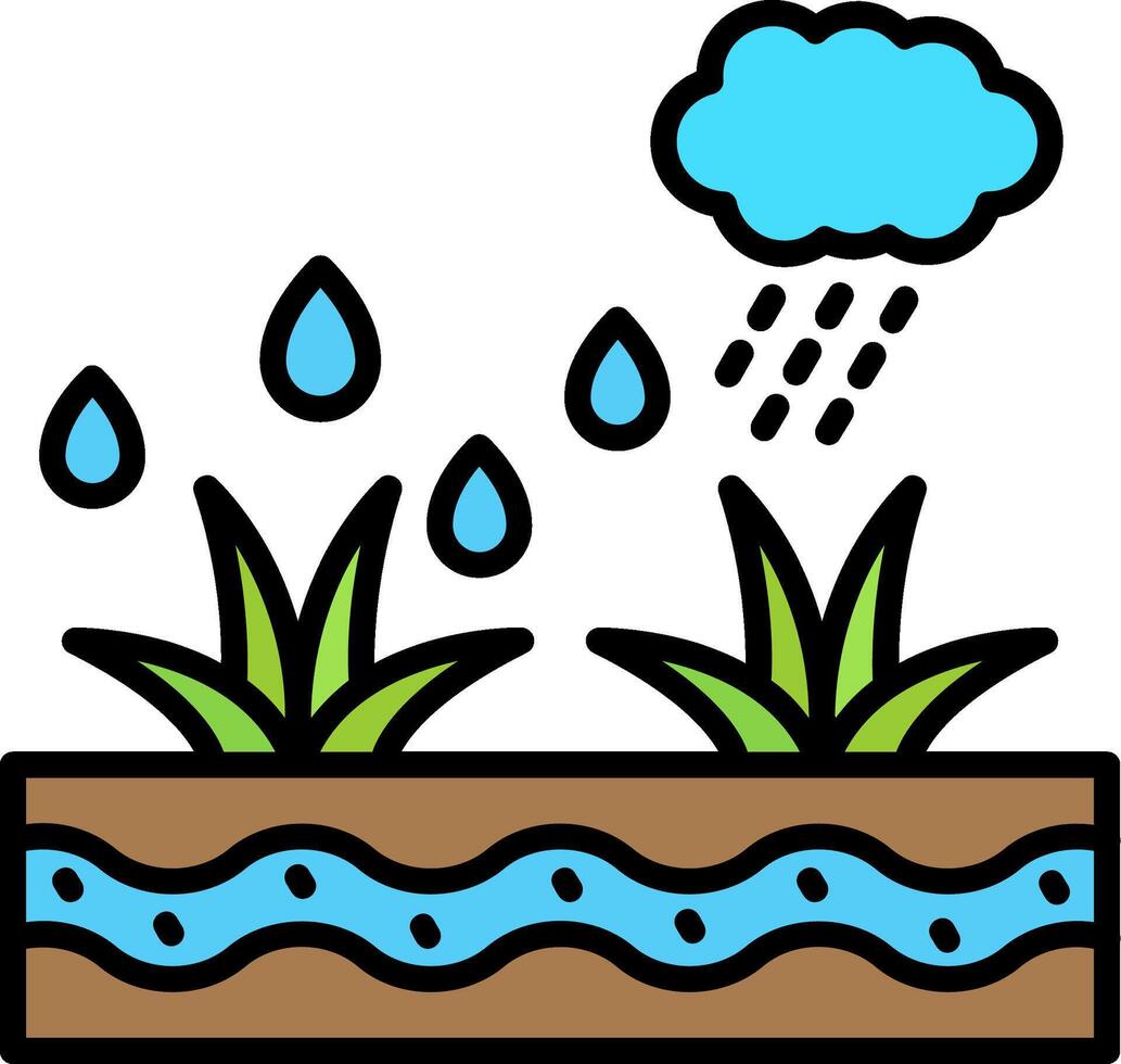 Water Line Filled Icon vector