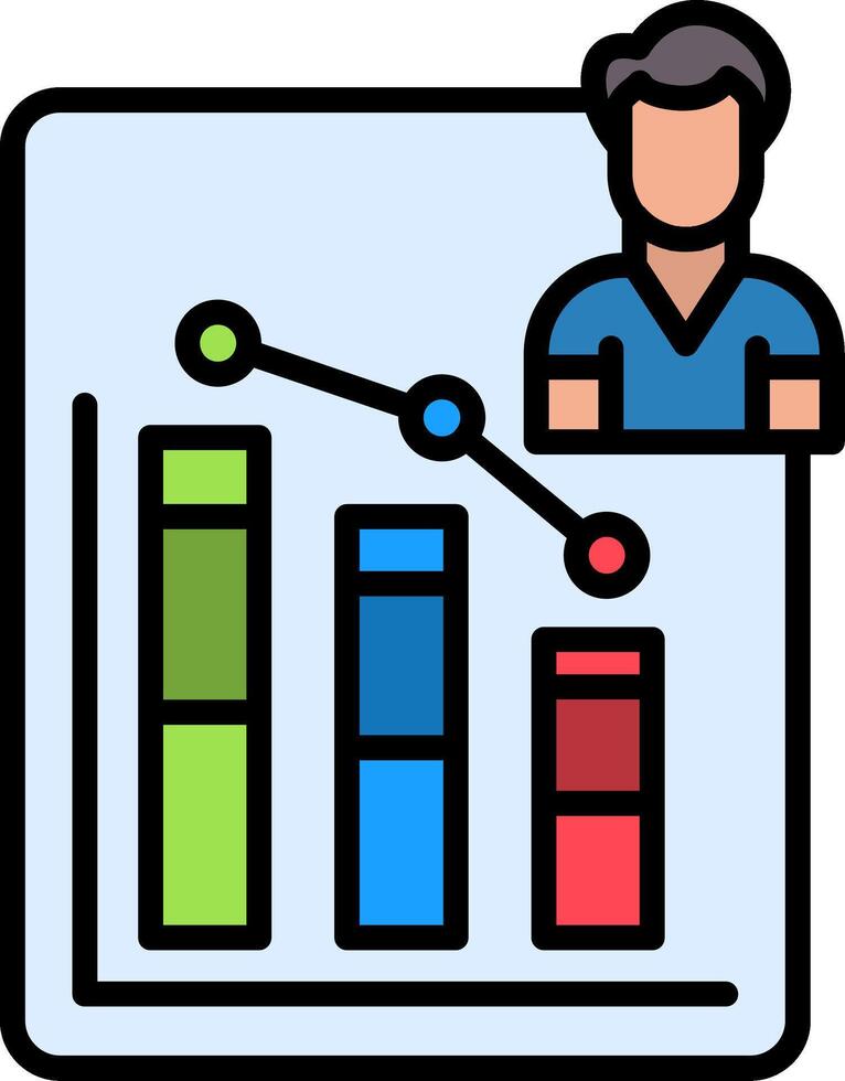 Bar Chart Line Filled Icon vector