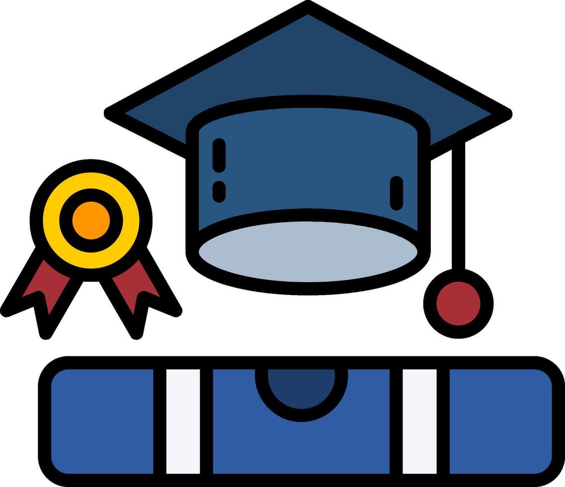 Graduation Cap Line Filled Icon vector
