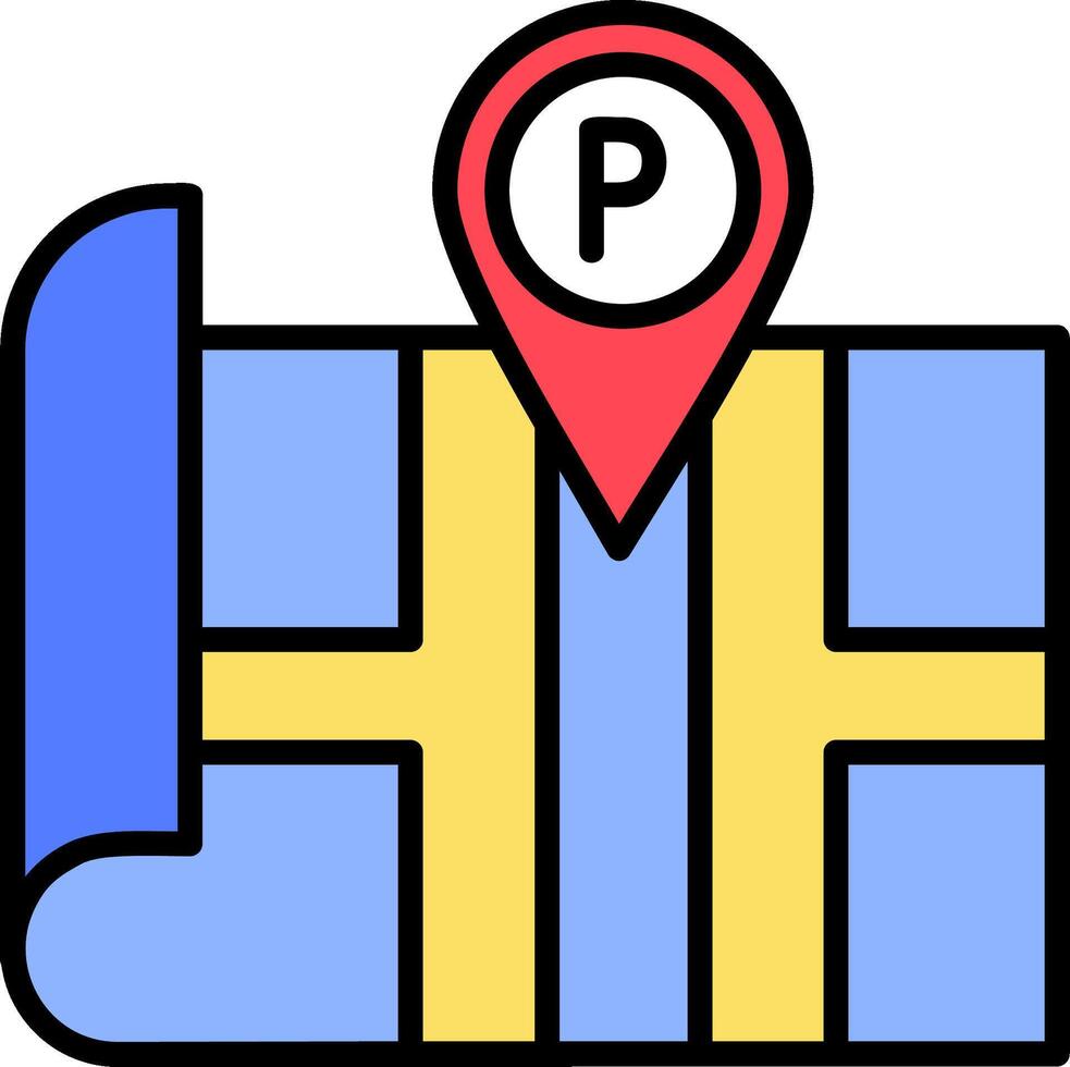 Parking Line Filled Icon vector