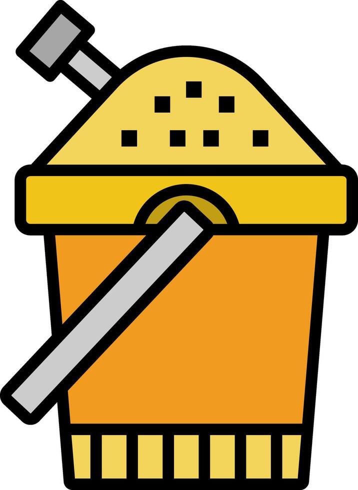 Sand bucket Line Filled Icon vector