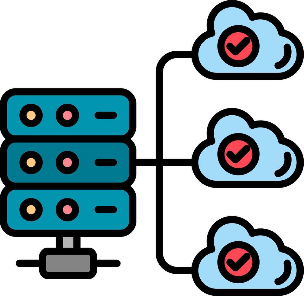 Cloud Database Line Filled Icon vector