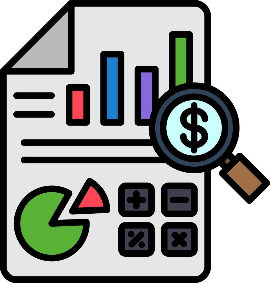 Financial Report Line Filled Icon vector
