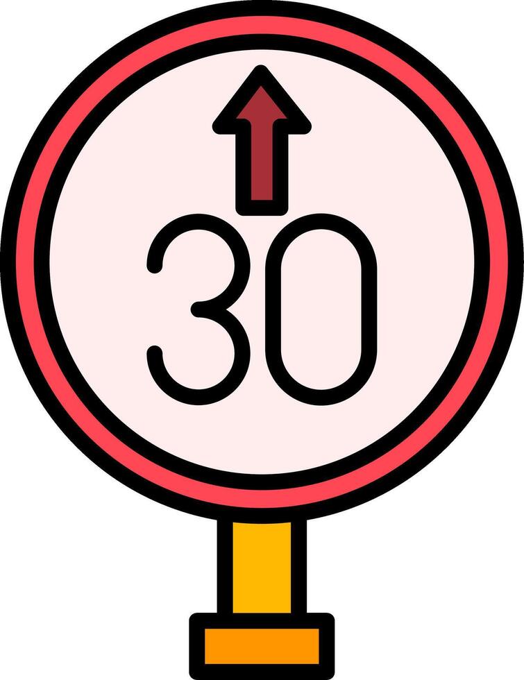 Speed Limit Line Filled Icon vector