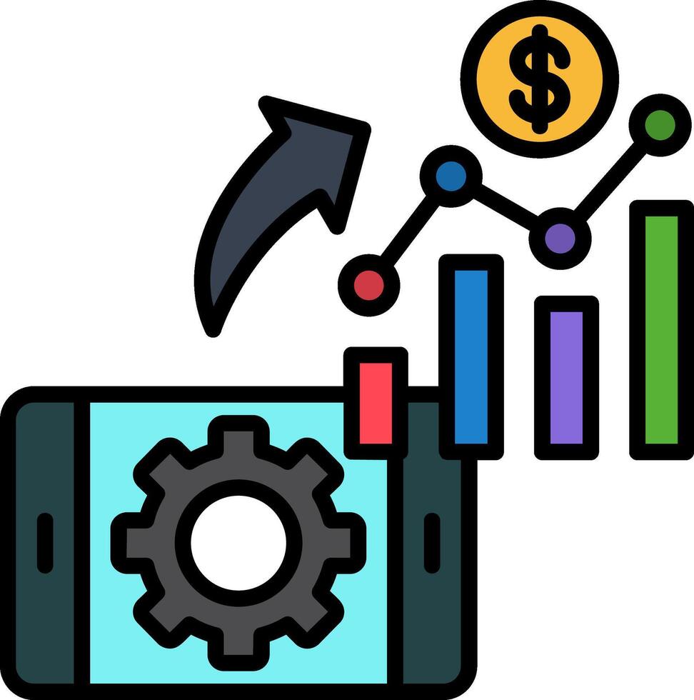Analytics Report Line Filled Icon vector