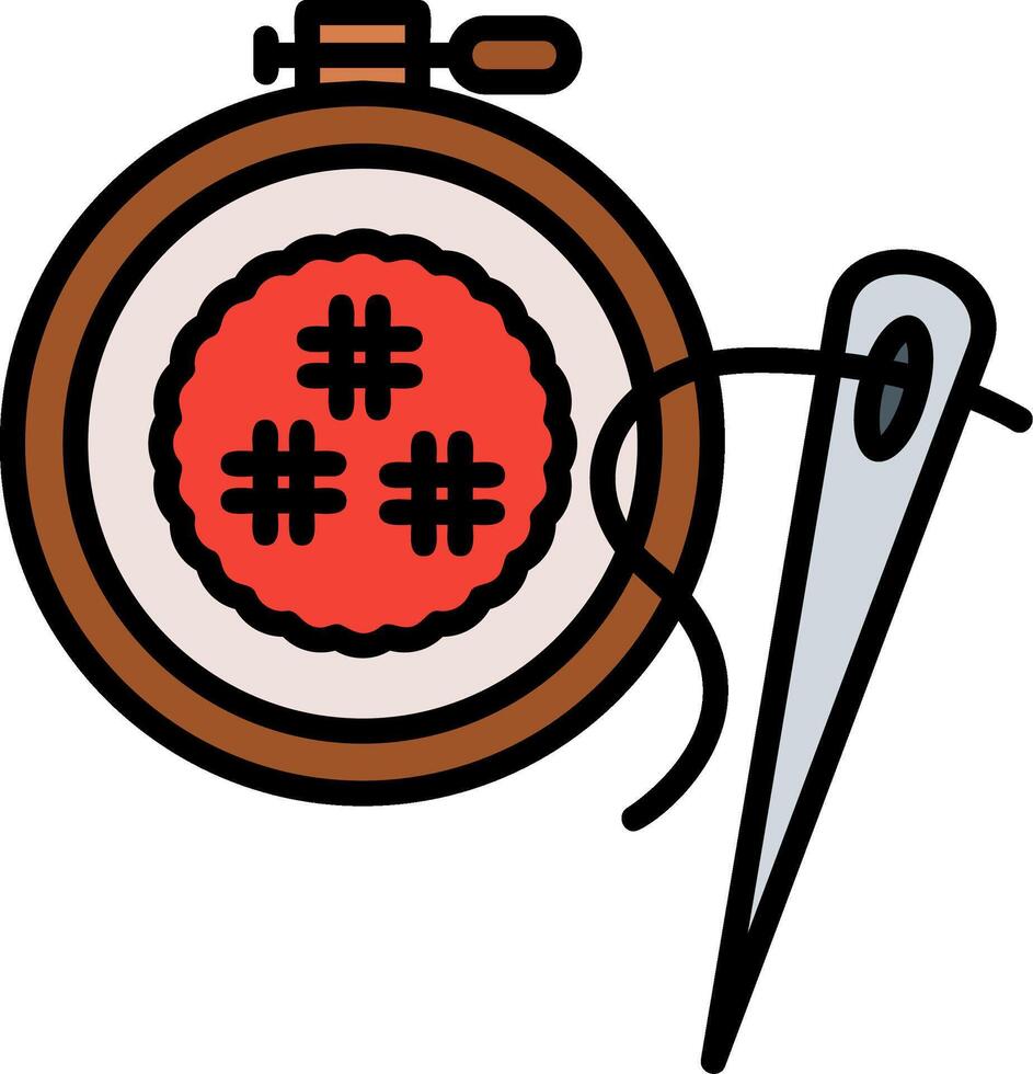 Cross Stitch Line Filled Icon vector