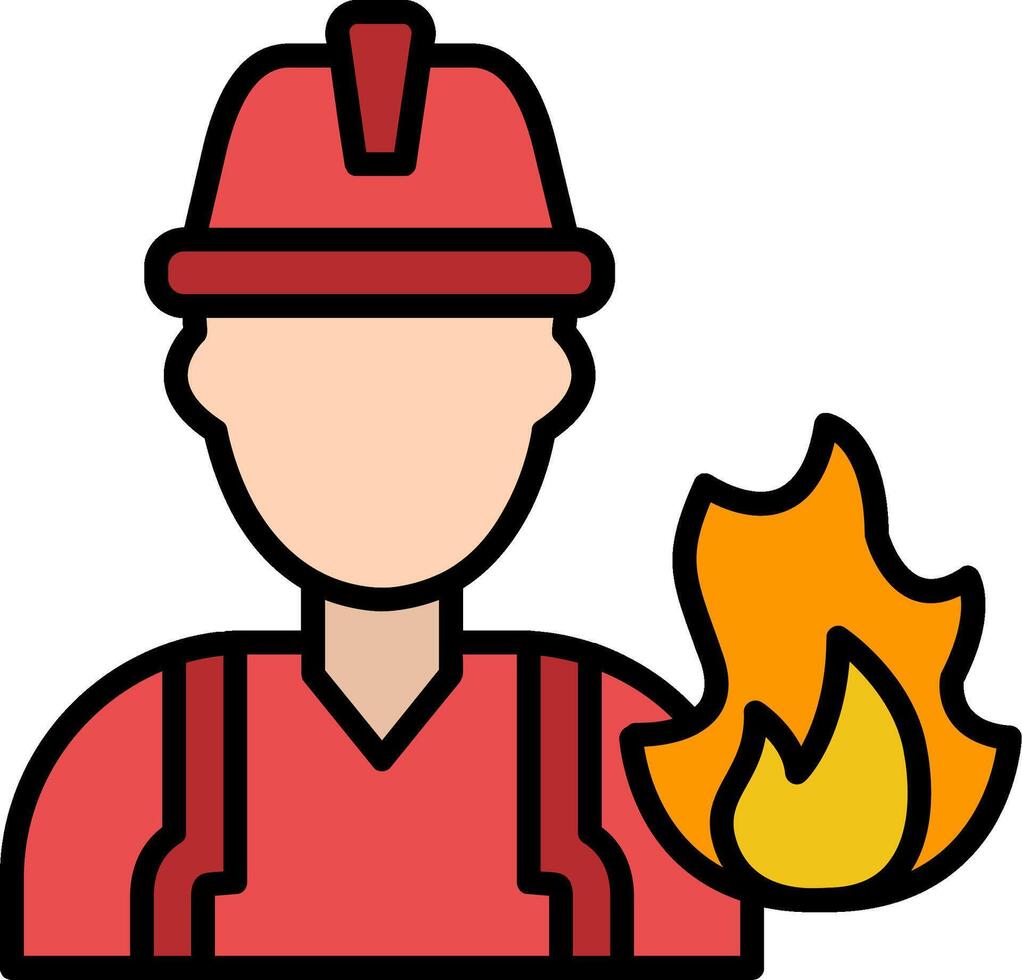 Fireman Line Filled Icon vector