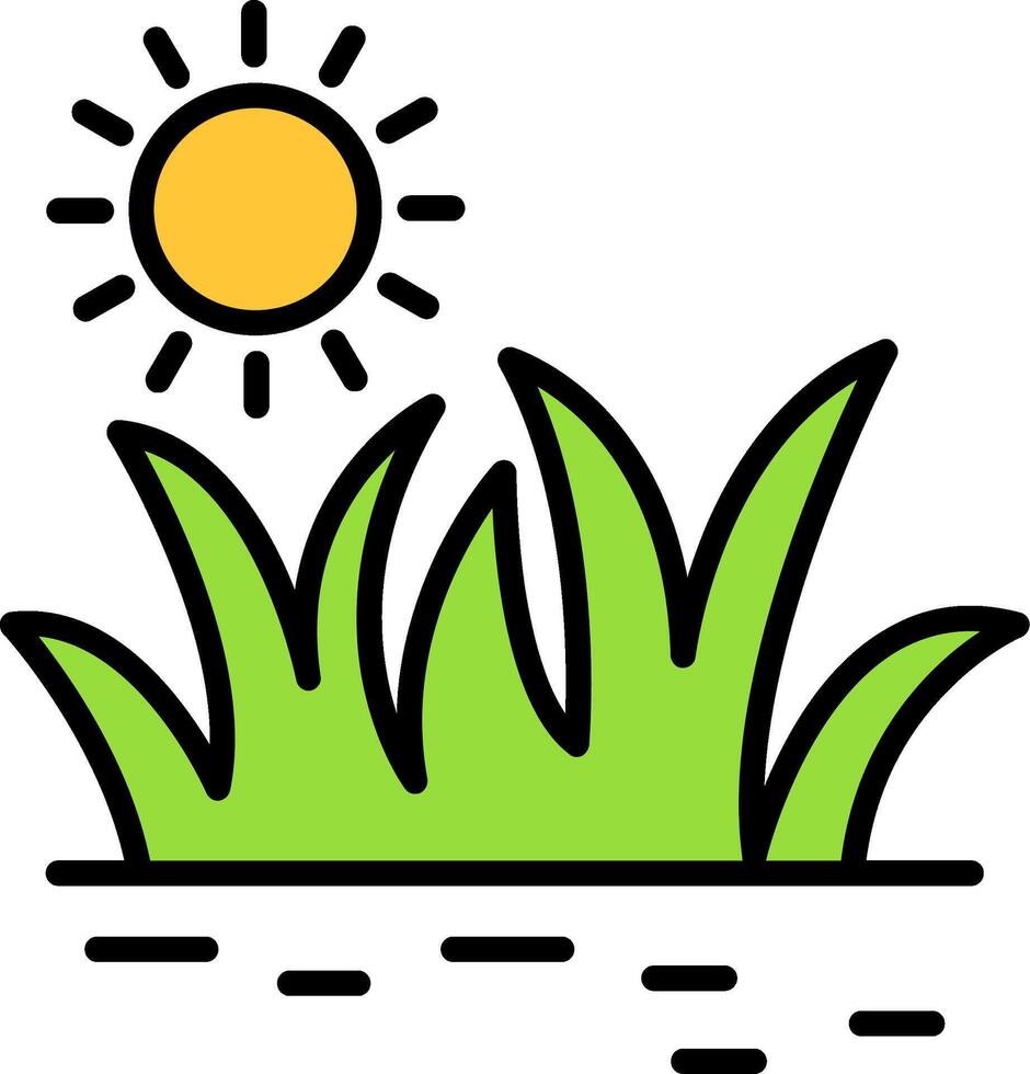 Grass Line Filled Icon vector