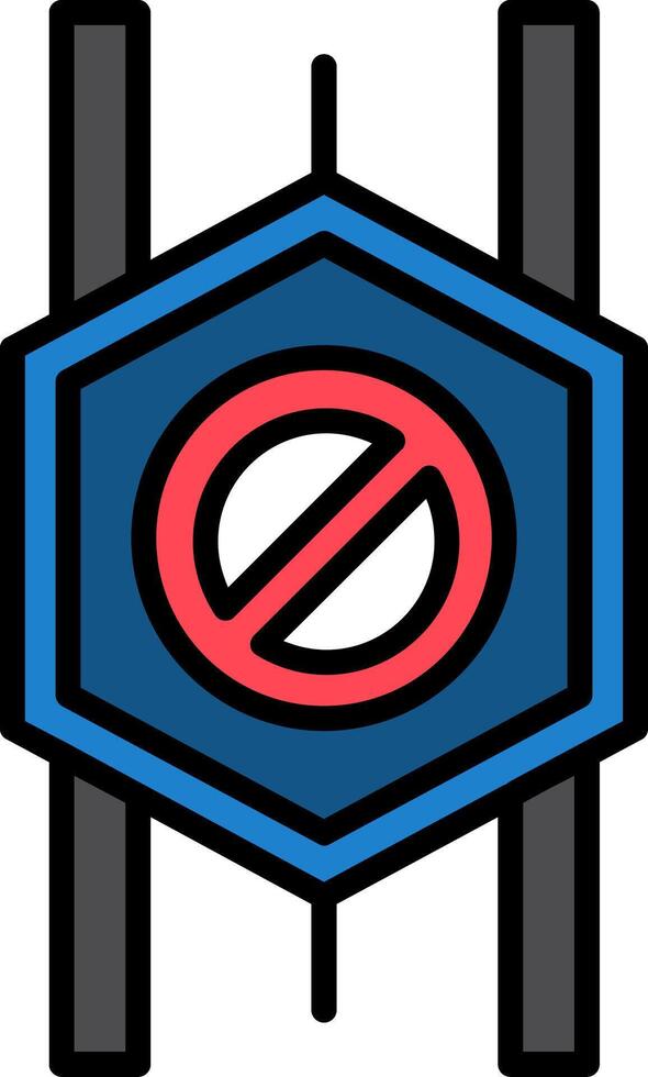 Wrong Way Line Filled Icon vector