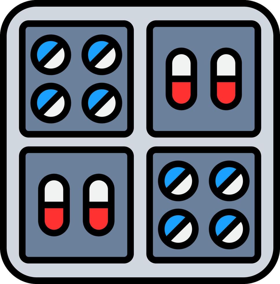 Pills Line Filled Icon vector