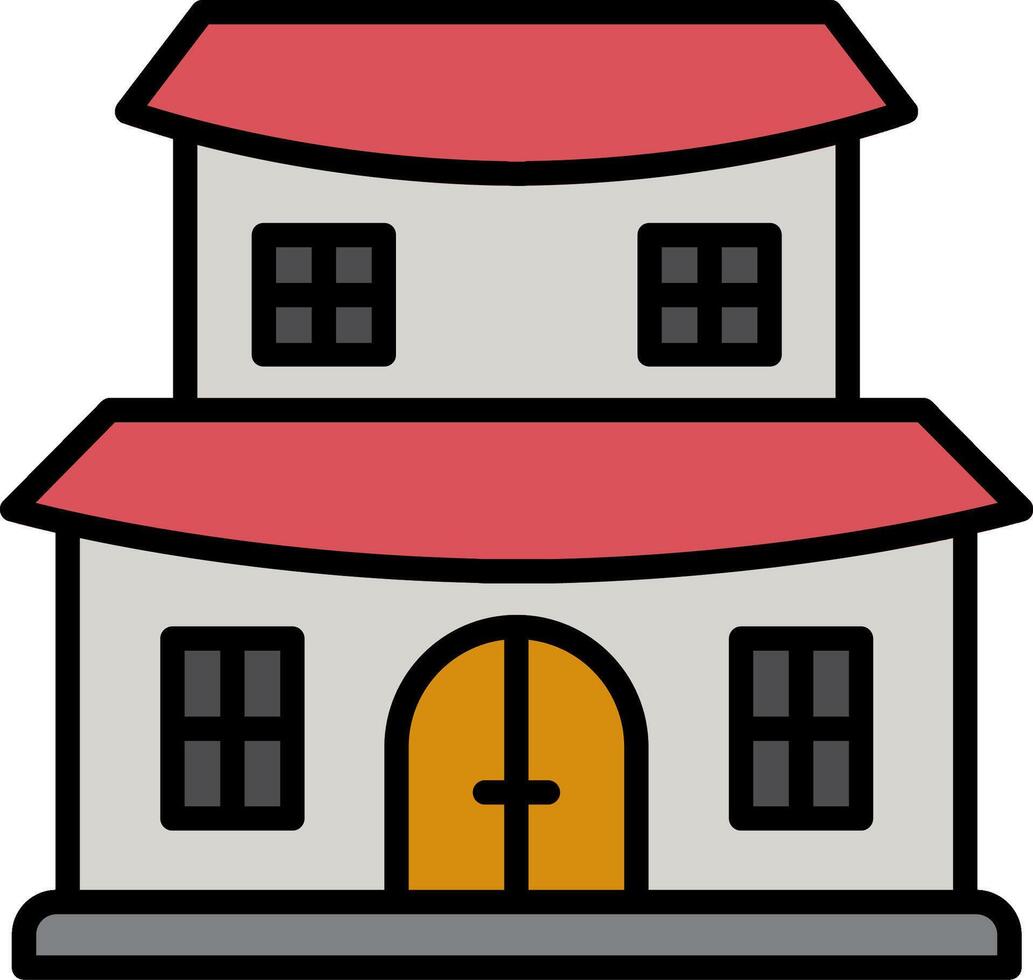 Temple Line Filled Icon vector