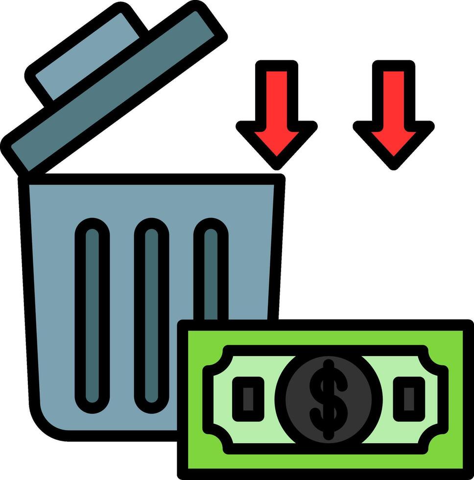 Wasted Money Line Filled Icon vector