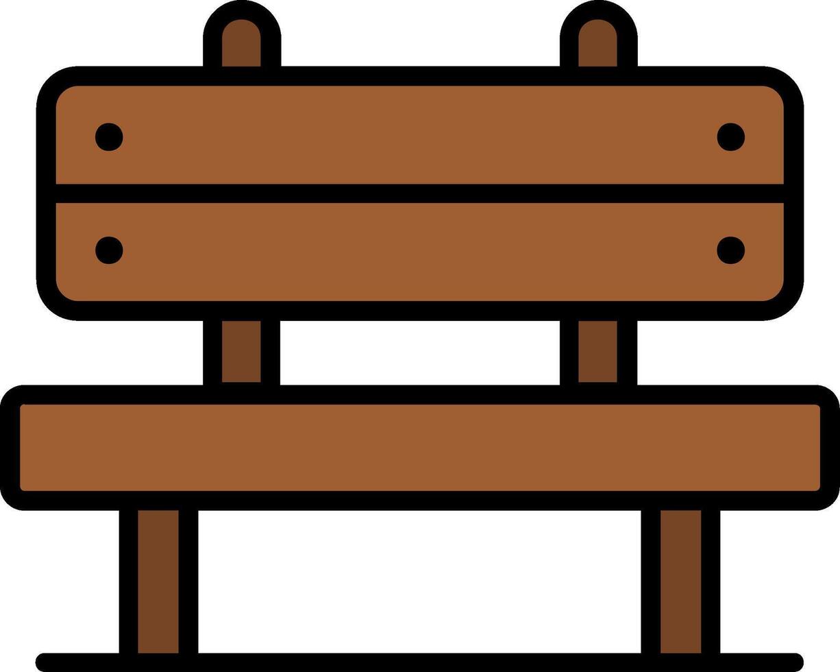 Bench Line Filled Icon vector