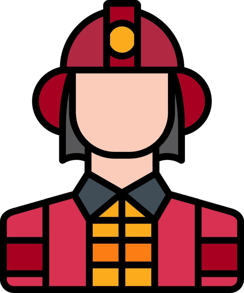 Firefighter Line Filled Icon vector