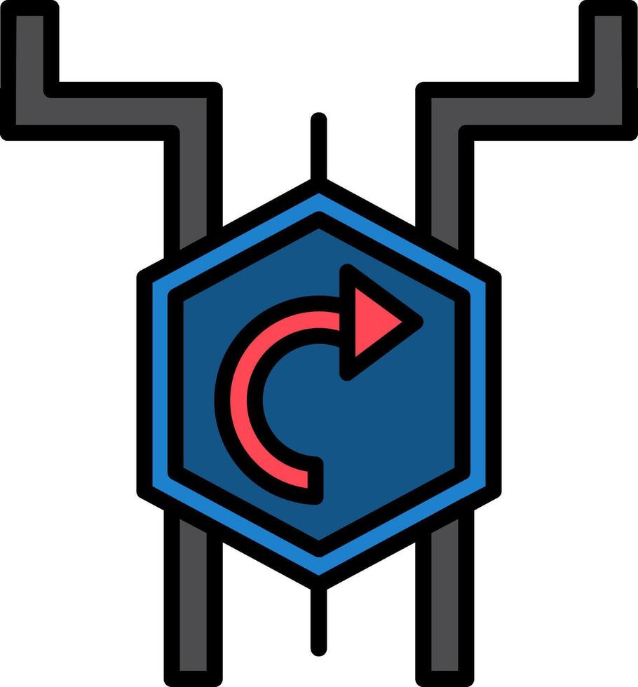 Turn Right Line Filled Icon vector