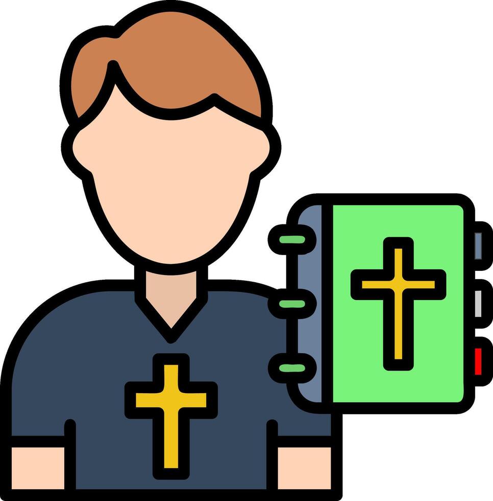 Priest Line Filled Icon vector
