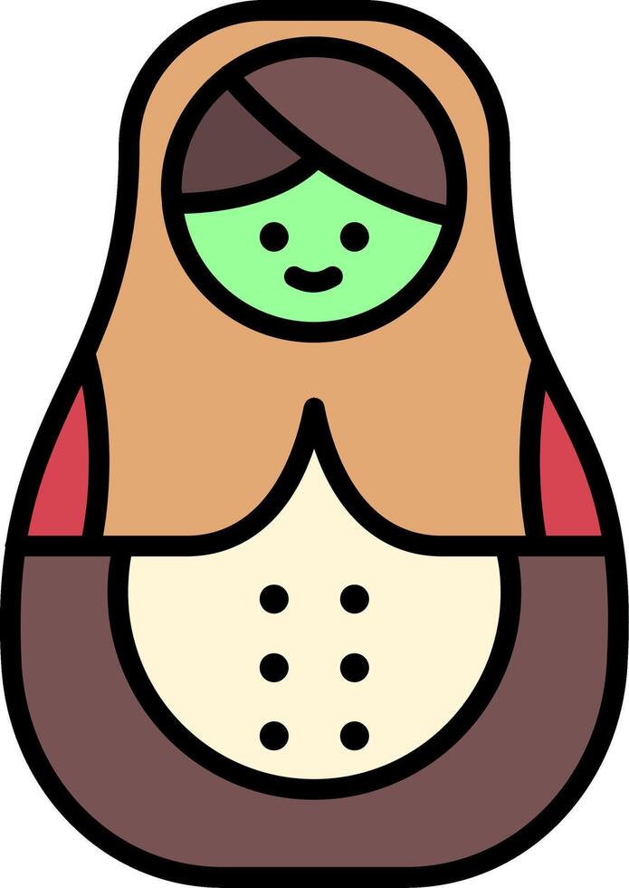 Matryoshka Doll Line Filled Icon vector