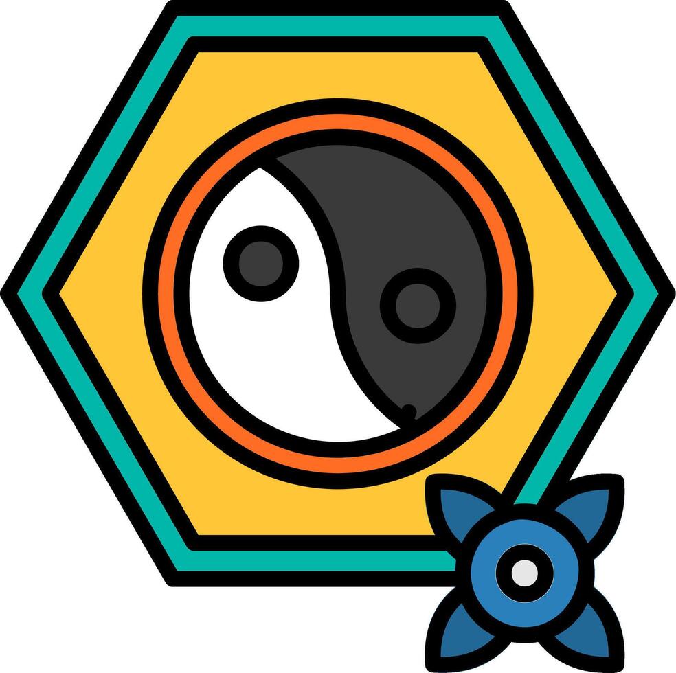 Yin Yang Line Filled Icon vector