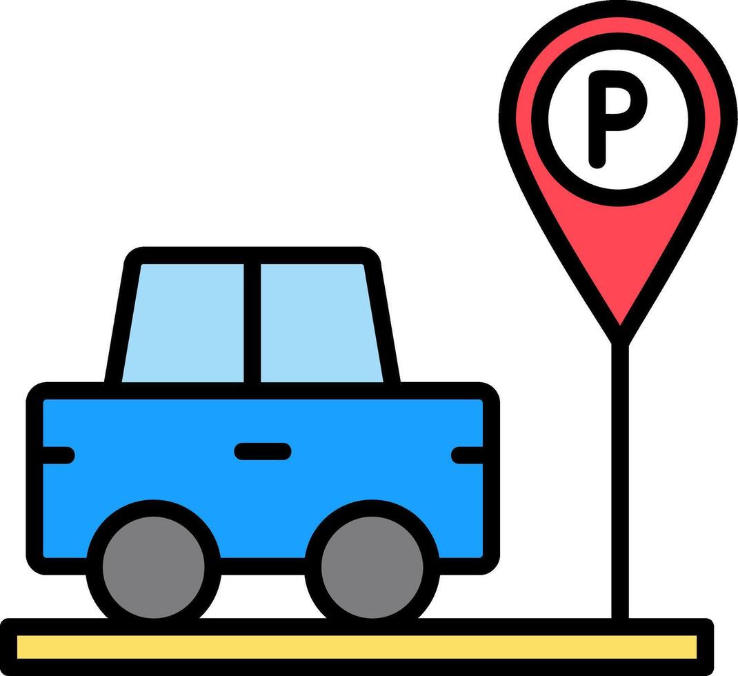 Car PArk Line Filled Icon vector