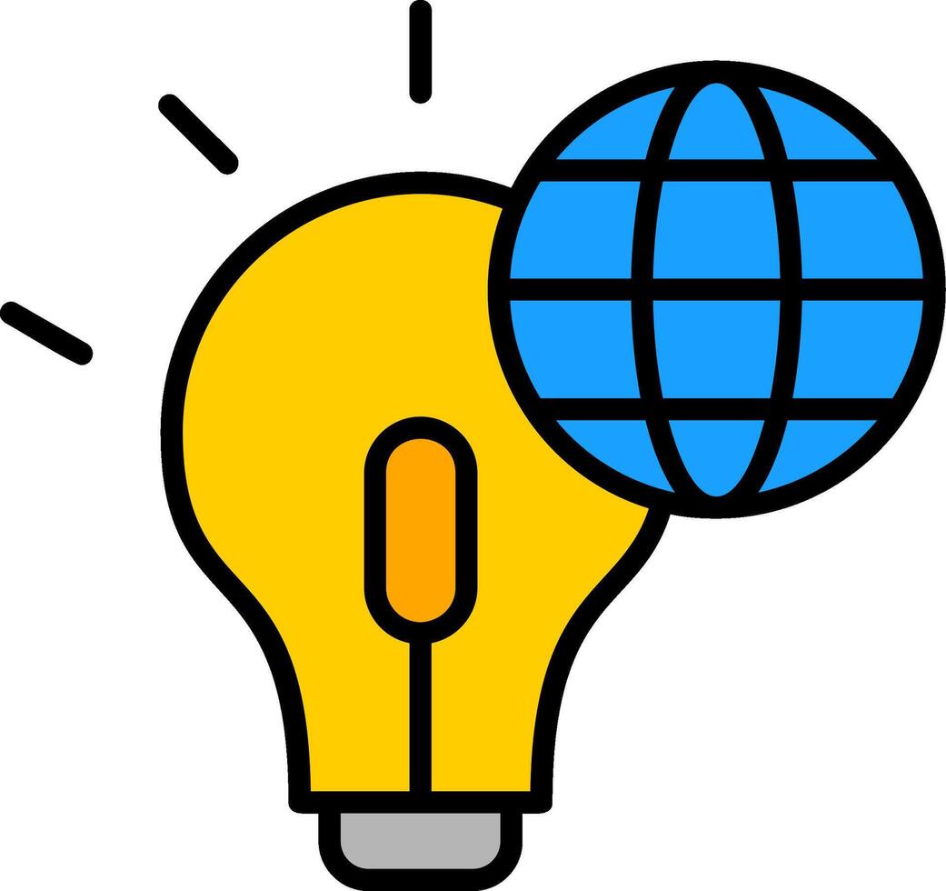 Global Line Filled Icon vector