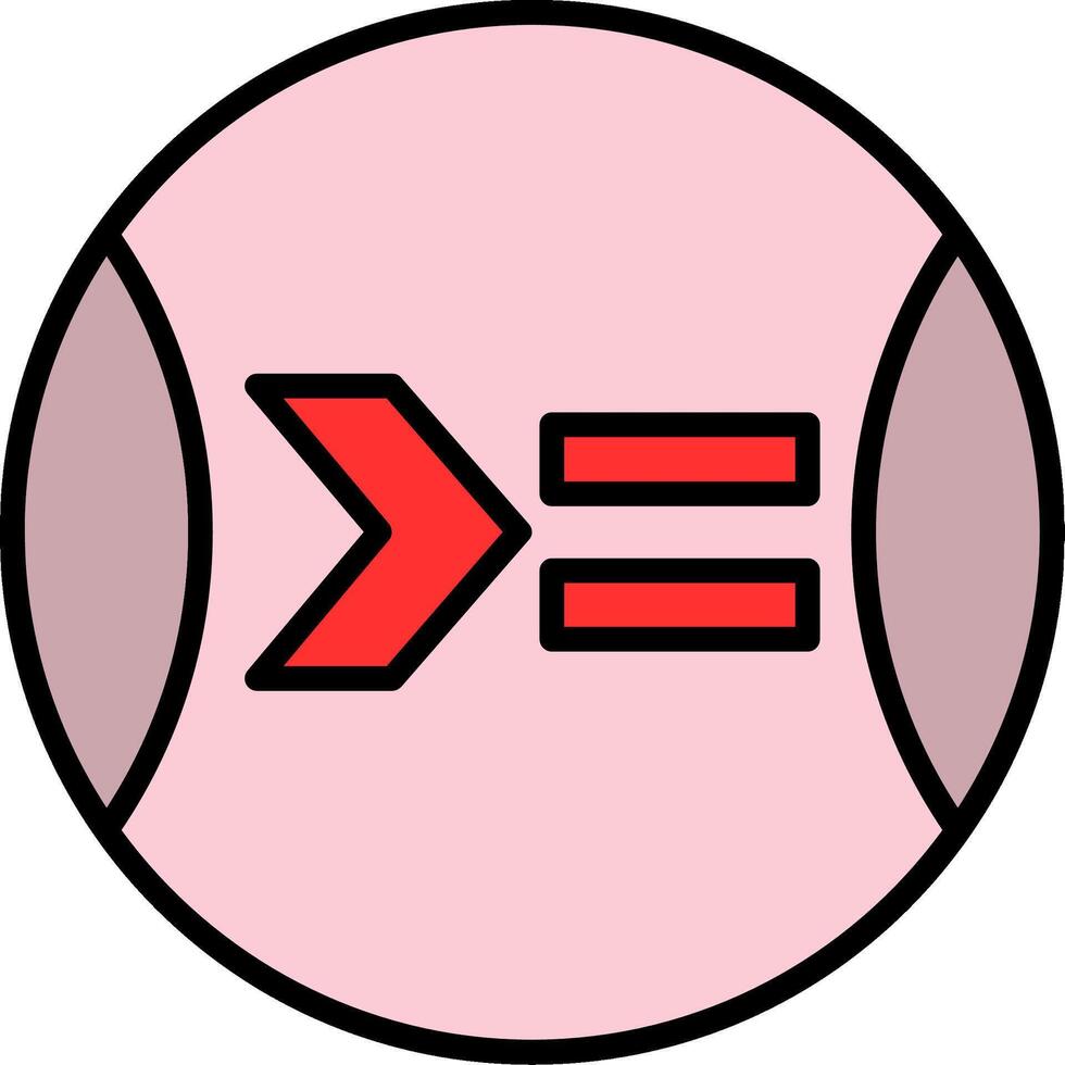 Greater Than Or Equal To Line Filled Icon vector