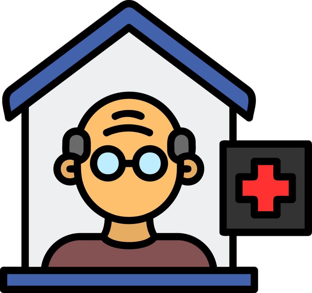 Old House Line Filled Icon vector