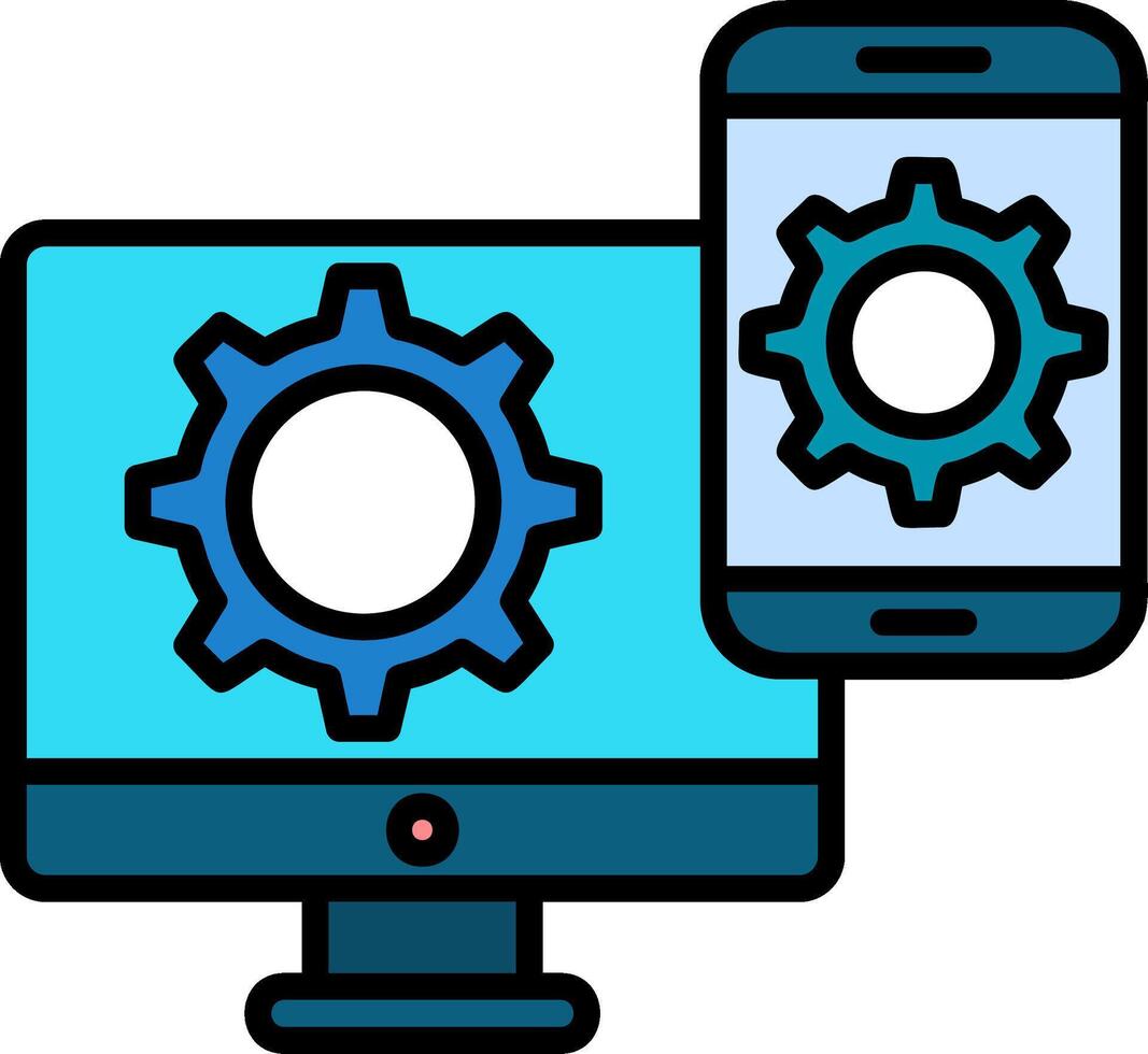 Screen Mirroring Line Filled Icon vector