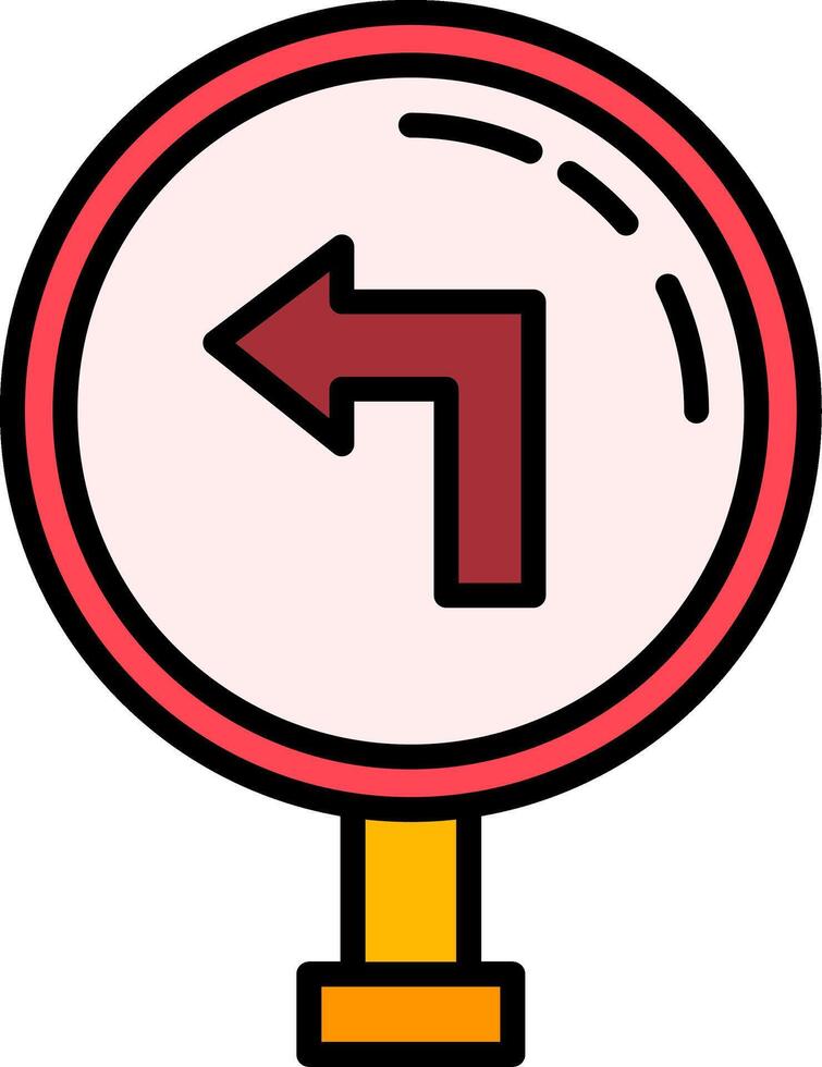 Left Turn Line Filled Icon vector