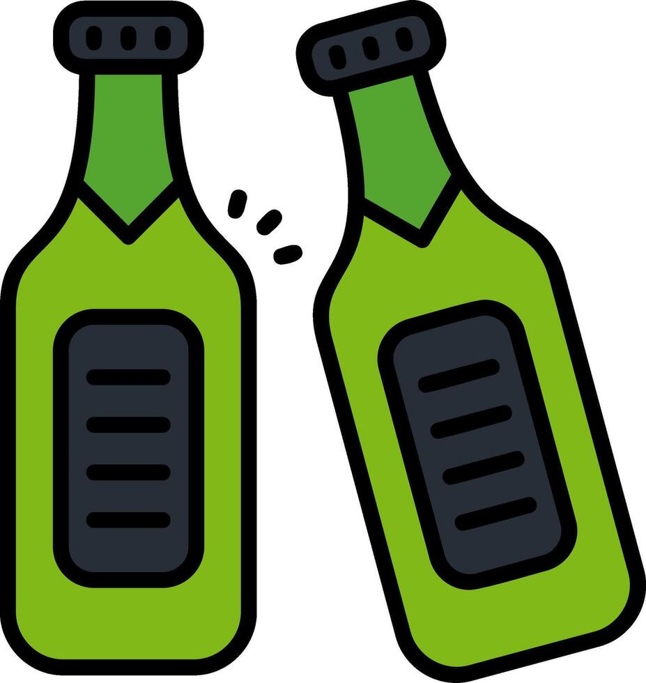 Beer Bottle Line Filled Icon vector