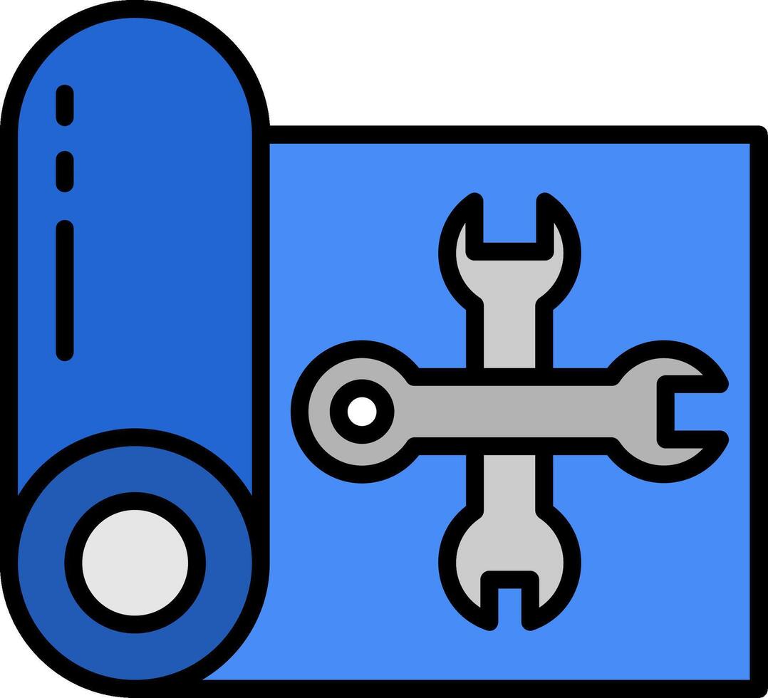 Blueprint Line Filled Icon vector